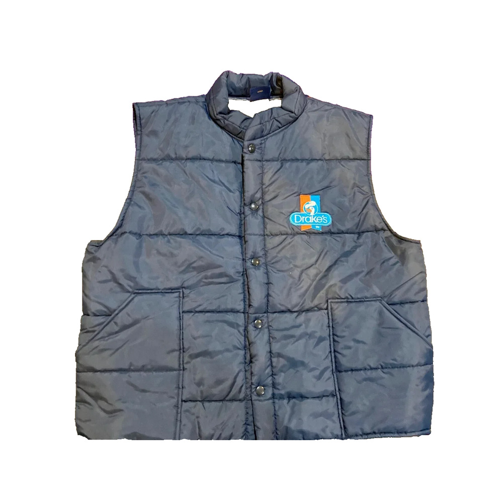 Drake’s Cakes Hilton Active Apparel Puffer Vest XL Snap Down Made In USA Vintage - Picture 2 of 6